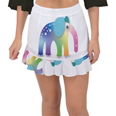 Illustrations Elephant Colorful Pachyderm Fishtail Mini Chiffon Skirt