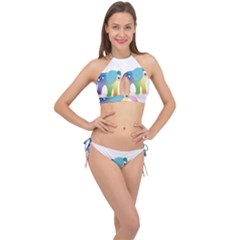 Illustrations Elephant Colorful Pachyderm Cross Front Halter Bikini Set by HermanTelo