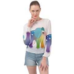 Illustrations Elephant Colorful Pachyderm Banded Bottom Chiffon Top