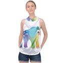 Illustrations Elephant Colorful Pachyderm High Neck Satin Top View1