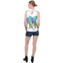 Illustrations Elephant Colorful Pachyderm High Neck Satin Top View2