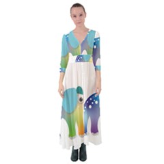 Illustrations Elephant Colorful Pachyderm Button Up Maxi Dress by HermanTelo