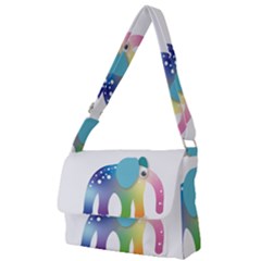 Illustrations Elephant Colorful Pachyderm Full Print Messenger Bag (l)