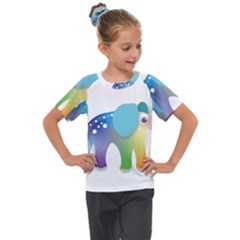 Illustrations Elephant Colorful Pachyderm Kids  Mesh Piece Tee