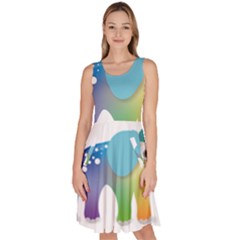 Illustrations Elephant Colorful Pachyderm Knee Length Skater Dress With Pockets