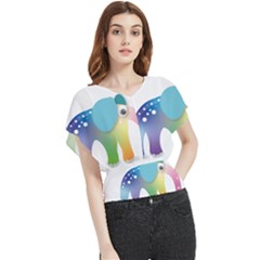 Illustrations Elephant Colorful Pachyderm Butterfly Chiffon Blouse