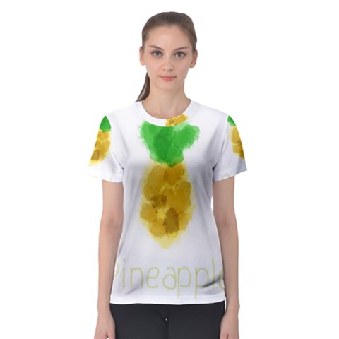 Pineapple Fruit Watercolor Painted Women s Sport Mesh Tee by Mariart