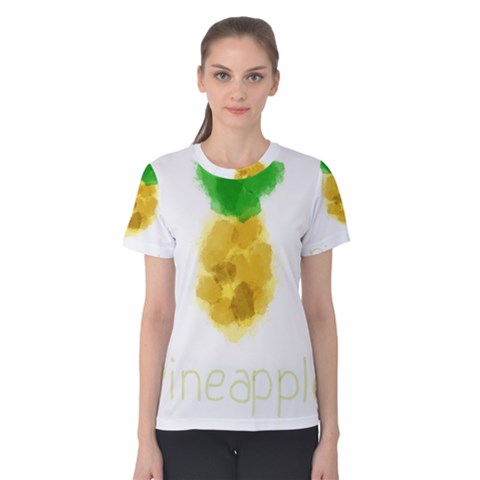 Pineapple Fruit Watercolor Painted Women s Cotton Tee by Mariart