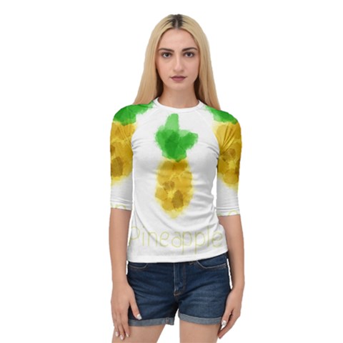 Pineapple Fruit Watercolor Painted Quarter Sleeve Raglan Tee by Mariart