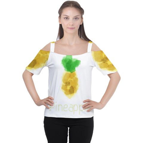 Pineapple Fruit Watercolor Painted Cutout Shoulder Tee by Mariart