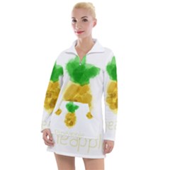 Pineapple Fruit Watercolor Painted Women s Long Sleeve Casual Dress