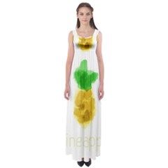 Pineapple Fruit Watercolor Painted Empire Waist Maxi Dress