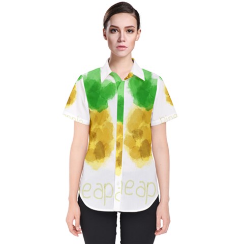 Pineapple Fruit Watercolor Painted Women s Short Sleeve Shirt by Mariart