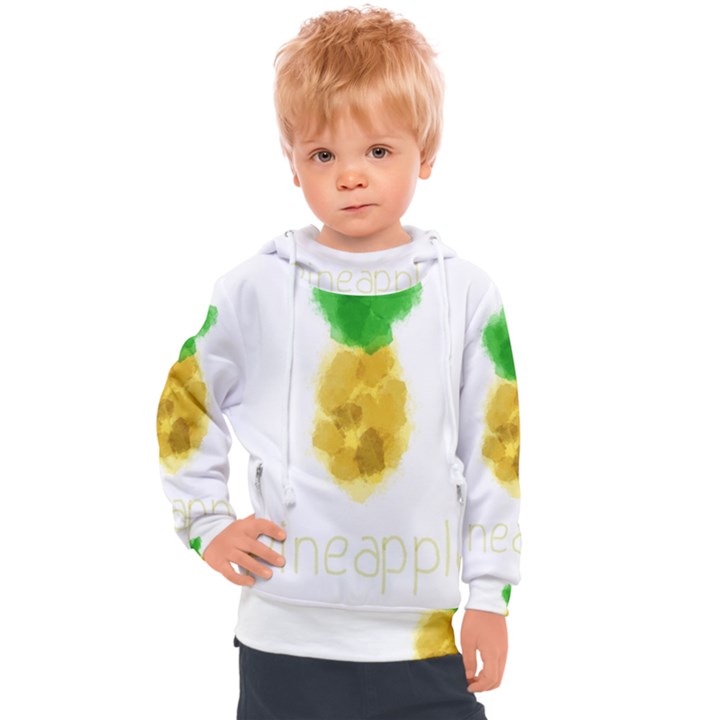 Pineapple Fruit Watercolor Painted Kids  Hooded Pullover