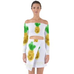 Pineapple Fruit Watercolor Painted Off Shoulder Top With Skirt Set by Mariart