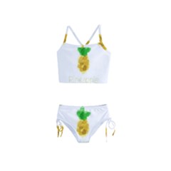 Pineapple Fruit Watercolor Painted Girls  Tankini Swimsuit