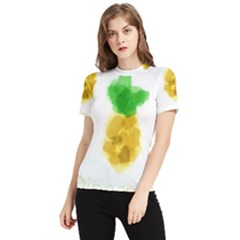 Pineapple Fruit Watercolor Painted Women s Short Sleeve Rash Guard by Mariart