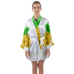 Pineapple Fruit Watercolor Painted Long Sleeve Satin Kimono by Mariart