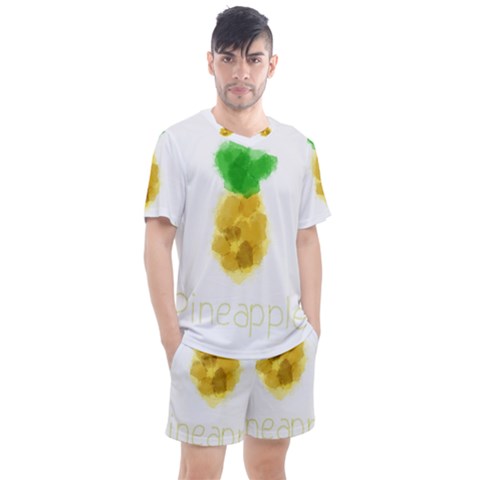 Pineapple Fruit Watercolor Painted Men s Mesh Tee And Shorts Set by Mariart