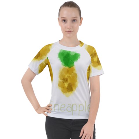 Pineapple Fruit Watercolor Painted Women s Sport Raglan Tee by Mariart