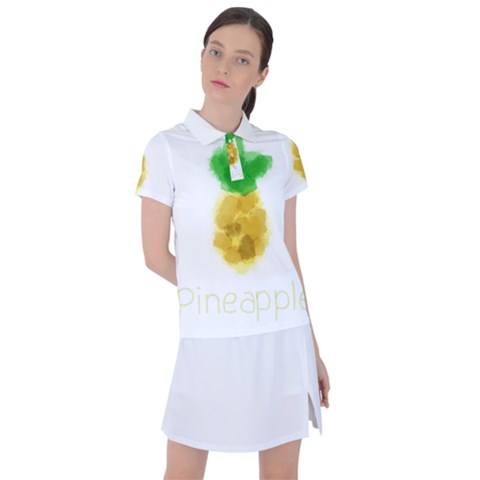 Pineapple Fruit Watercolor Painted Women s Polo Tee by Mariart