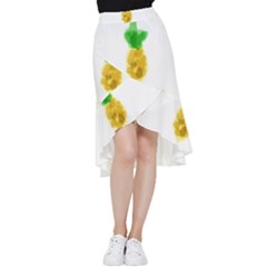 Pineapple Fruit Watercolor Painted Frill Hi Low Chiffon Skirt by Mariart