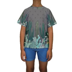 Cactus Plant Green Nature Cacti Kids  Short Sleeve Swimwear