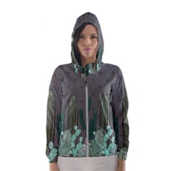 Cactus Plant Green Nature Cacti Women s Hooded Windbreaker by Mariart