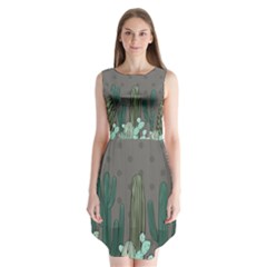 Cactus Plant Green Nature Cacti Sleeveless Chiffon Dress   by Mariart