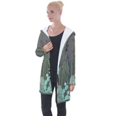 Cactus Plant Green Nature Cacti Longline Hooded Cardigan by Mariart