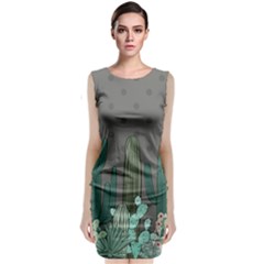 Cactus Plant Green Nature Cacti Sleeveless Velvet Midi Dress by Mariart