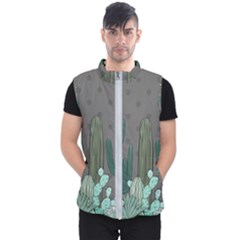 Cactus Plant Green Nature Cacti Men s Puffer Vest by Mariart