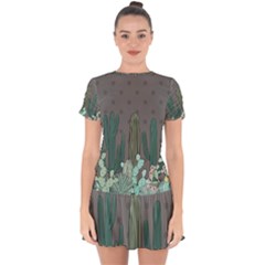 Cactus Plant Green Nature Cacti Drop Hem Mini Chiffon Dress by Mariart