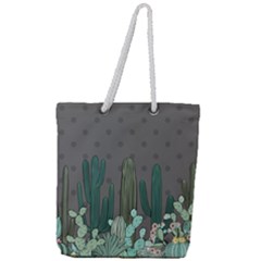 Cactus Plant Green Nature Cacti Full Print Rope Handle Tote (large) by Mariart