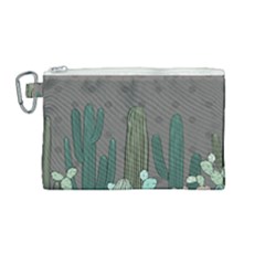 Cactus Plant Green Nature Cacti Canvas Cosmetic Bag (medium)