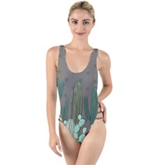 Cactus Plant Green Nature Cacti High Leg Strappy Swimsuit