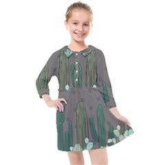 Cactus Plant Green Nature Cacti Kids  Quarter Sleeve Shirt Dress by Mariart