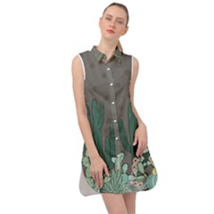 Cactus Plant Green Nature Cacti Sleeveless Shirt Dress by Mariart