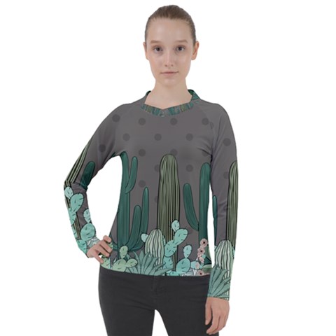 Cactus Plant Green Nature Cacti Women s Pique Long Sleeve Tee by Mariart