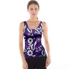 Floral Blue Pattern  Tank Top by MintanArt