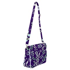 Floral Blue Pattern  Shoulder Bag With Back Zipper by MintanArt