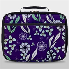 Floral Blue Pattern  Full Print Lunch Bag by MintanArt