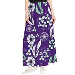 Floral Blue Pattern  Maxi Chiffon Skirt by MintanArt