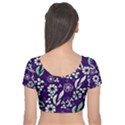 Floral blue pattern  Velvet Short Sleeve Crop Top  View2