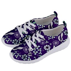 Floral Blue Pattern  Women s Lightweight Sports Shoes by MintanArt