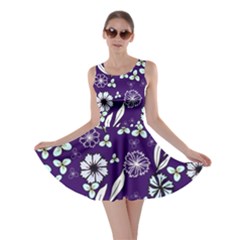 Floral Blue Pattern  Skater Dress by MintanArt