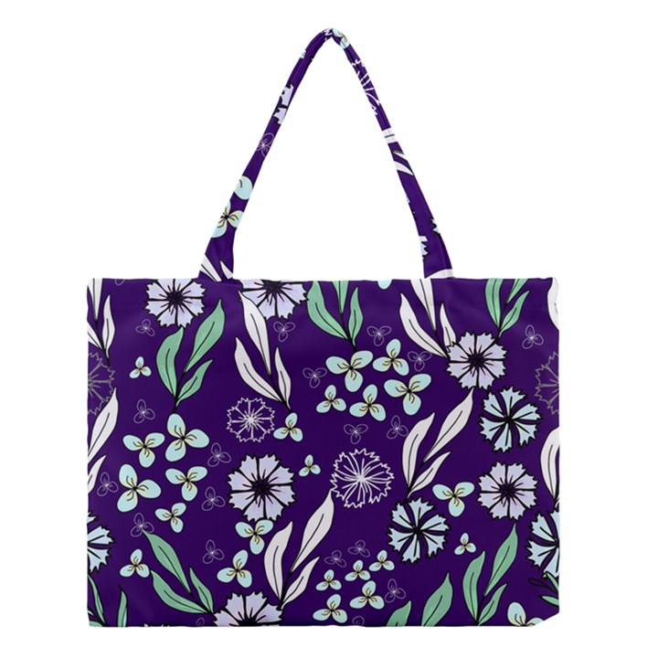 Floral blue pattern  Medium Tote Bag