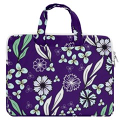 Floral Blue Pattern  Double Pocket Laptop Bag by MintanArt