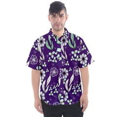 Floral Blue Pattern  Men s Short Sleeve Shirt