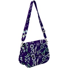 Floral Blue Pattern  Saddle Handbag by MintanArt